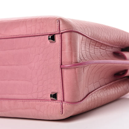 MCM Calfskin Crocodile Embossed Medium Milla Tote Pink 7 of 10
