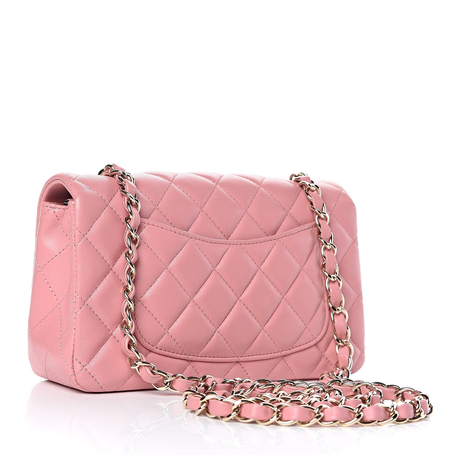 Chanel Lambskin Quilted Mini Rectangular Flap Dark Pink 3 of 9