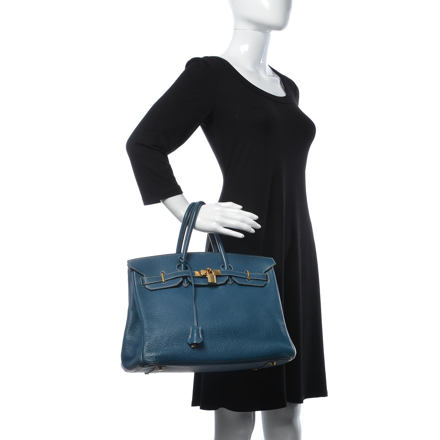 Hermes Taurillon Clemence Birkin 35 Bleu Thalassa 2 of 44
