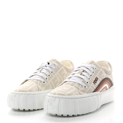 Fendi Fabric Jacquard FF Rainbow Womens Fendi Force Low-Top Sneakers 37 Avorio 3 of 9
