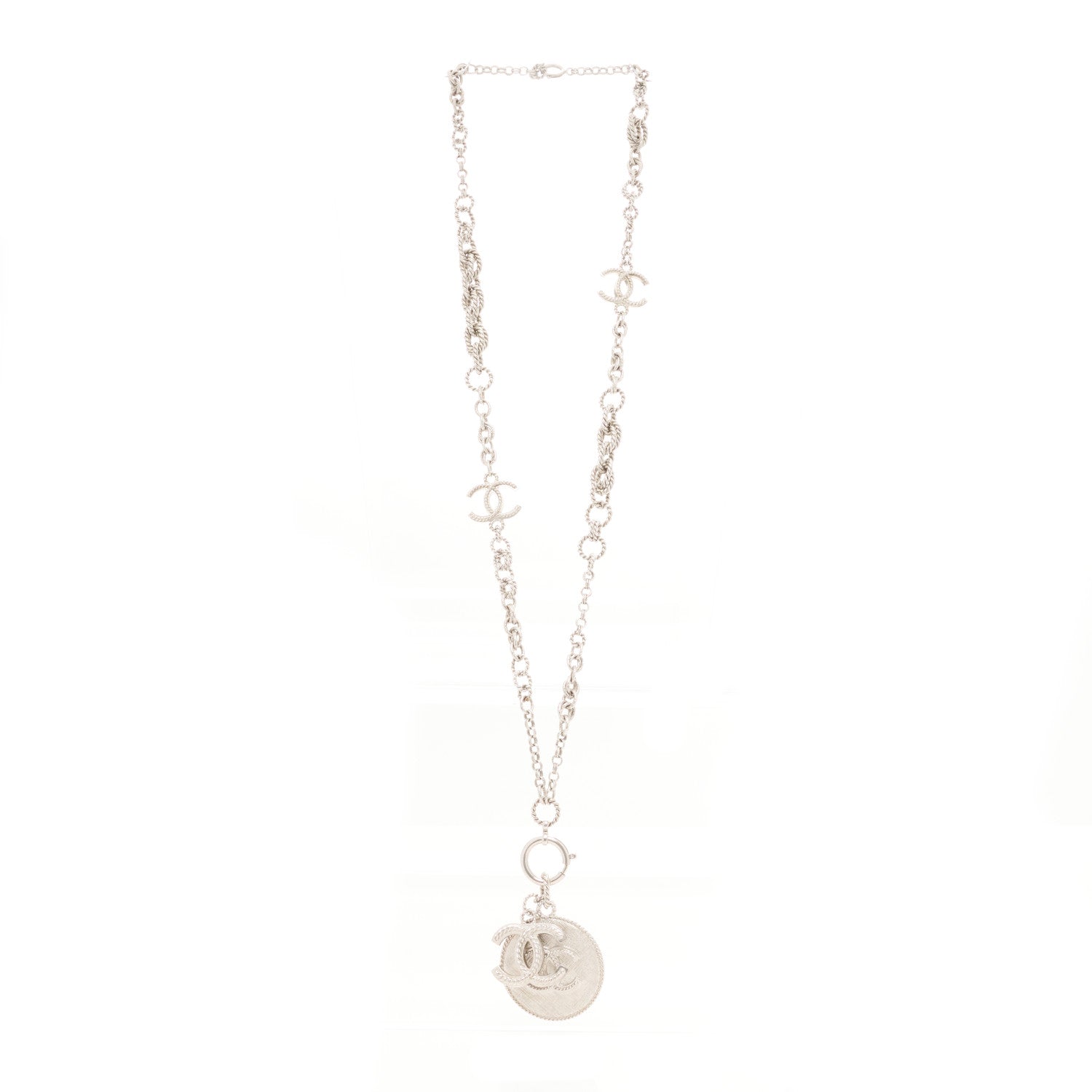Chanel Medallion CC Chain Necklace Silver 3 of 5