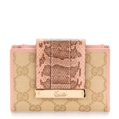 Gucci Monogram Python Metal Bar French Flap Wallet Pink 1 of 7