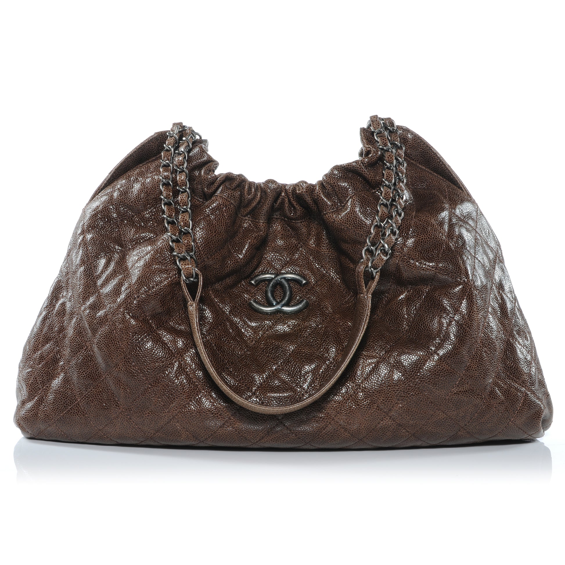 Chanel Caviar Elastic Shopper Tote Brown 1 of 9