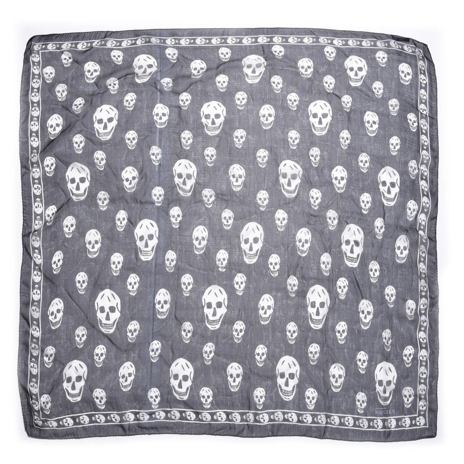 Alexander McQueen Silk Chiffon Skull Scarf Black Ivory 1 of 5