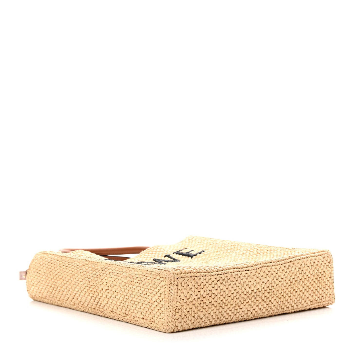 Raffia Calfskin Standard A4 Tote Bag Natural Black