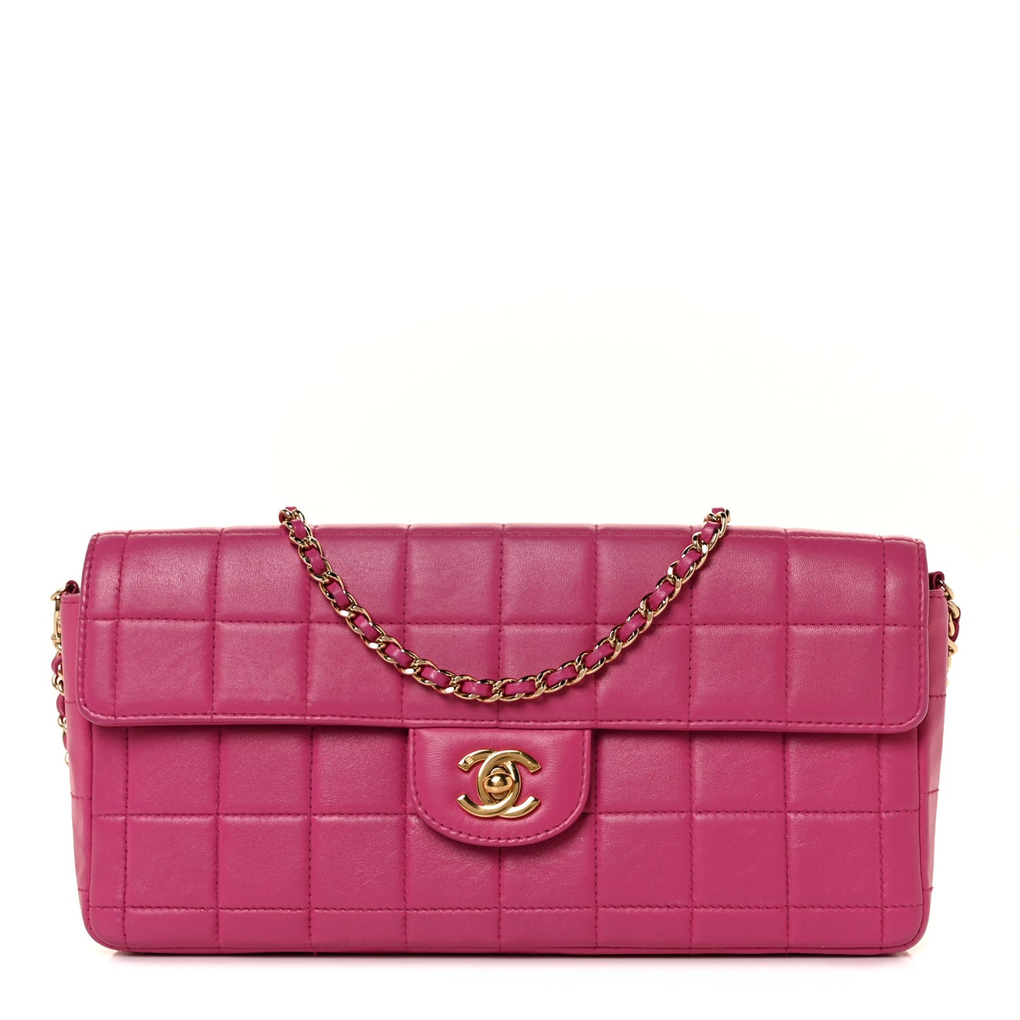 Lambskin East West Chocolate Bar Flap Pink