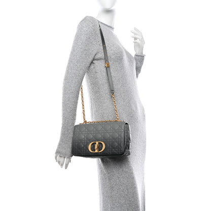 Christian Dior Lambskin Cannage Medium Caro Bag Grey Stone 2 of 9