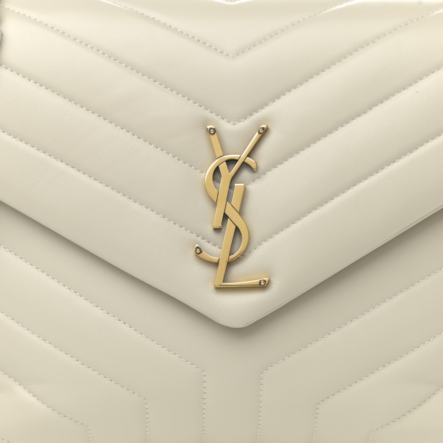 Saint Laurent Calfskin Y Quilted Monogram Medium Loulou Chain Satchel Crema Soft 9 of 13