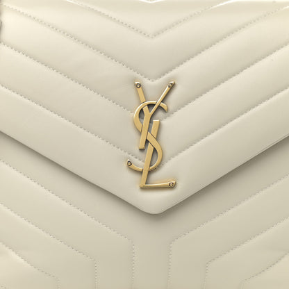 Saint Laurent Calfskin Y Quilted Monogram Medium Loulou Chain Satchel Crema Soft 9 of 13