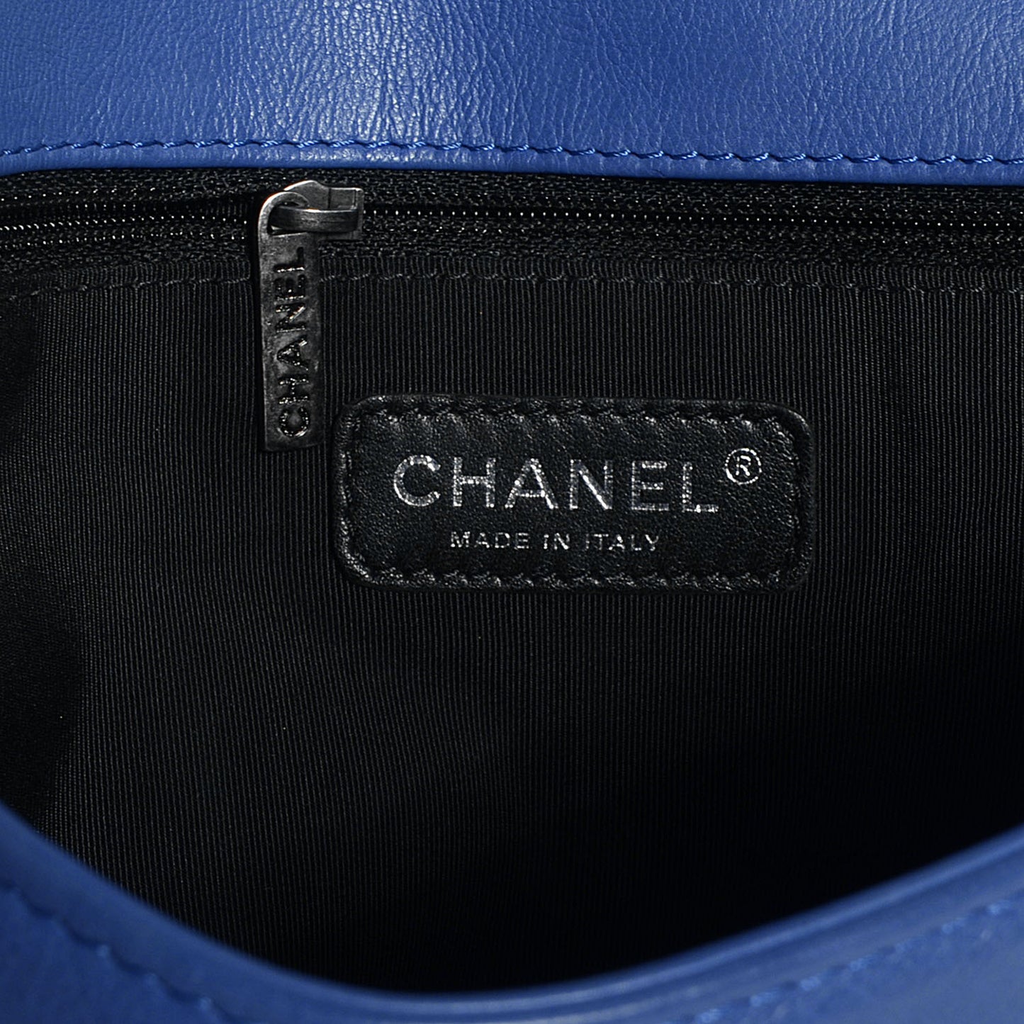 Lambskin Quilted Large Boy Flap Blue