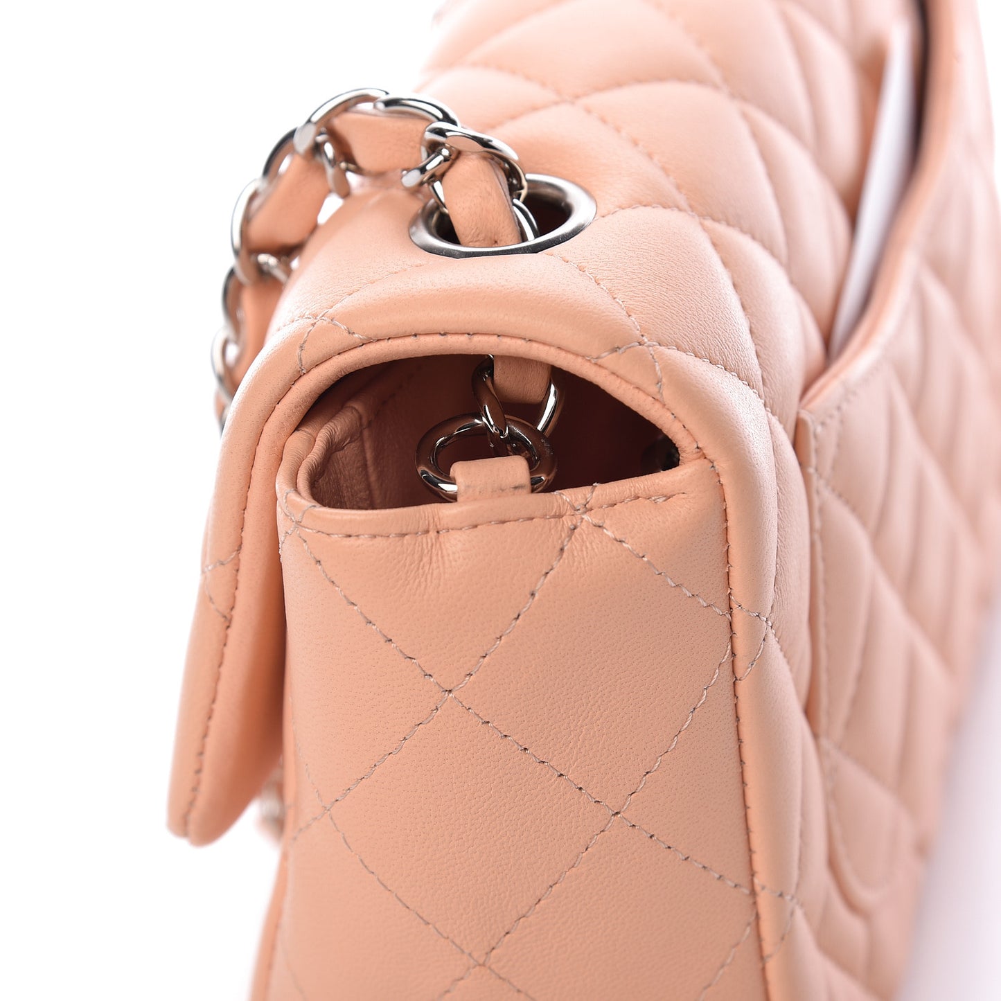 Lambskin Quilted Mini Rectangular Flap Light Pink