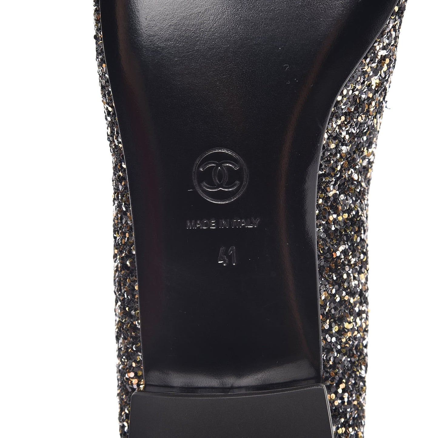 Glitter Fabric Patent Calfskin Mocassin Loafers 41 Black Bronze