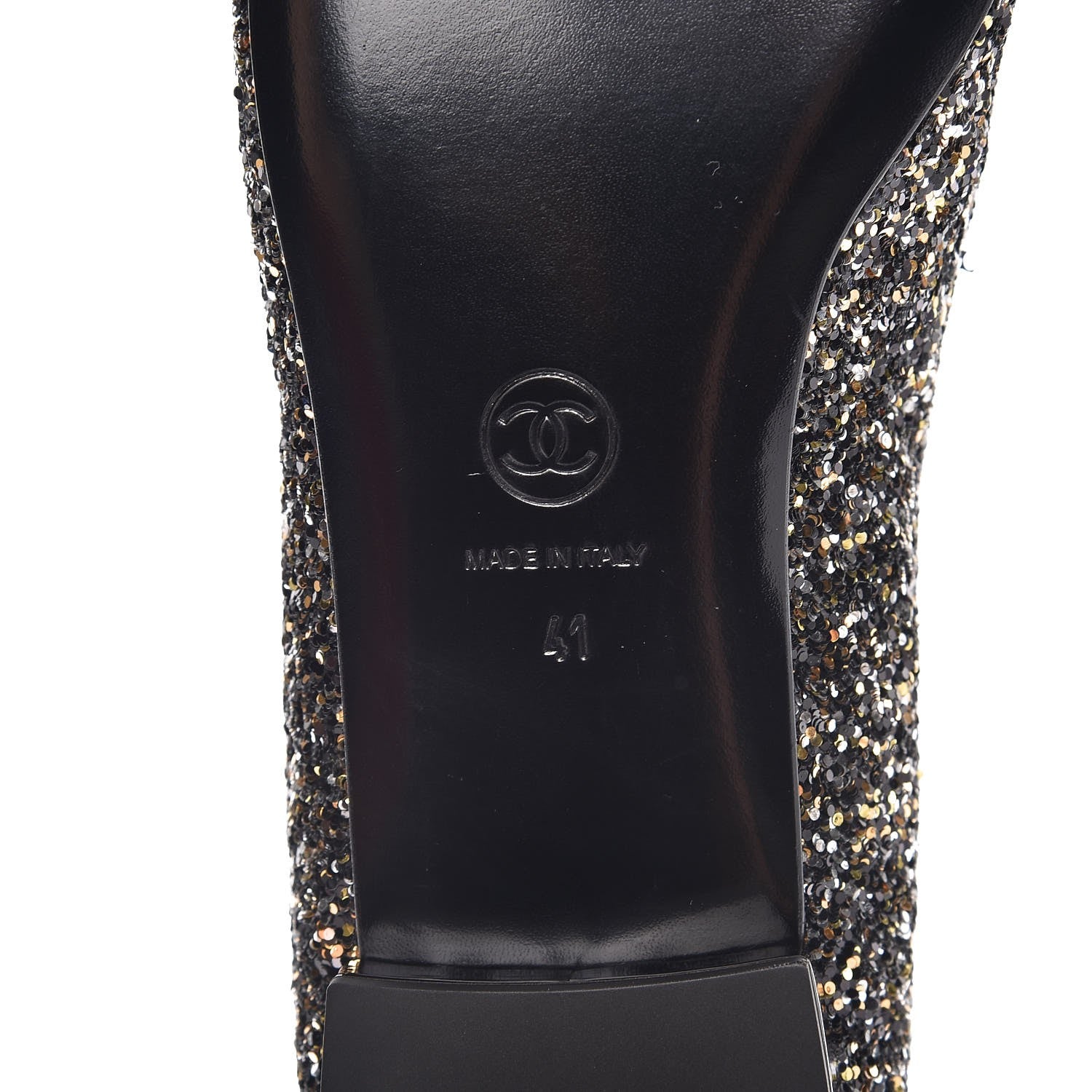 Chanel Glitter Fabric Patent Calfskin Mocassin Loafers 41 Black Bronze 7 of 9
