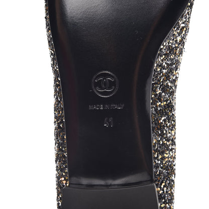 Chanel Glitter Fabric Patent Calfskin Mocassin Loafers 41 Black Bronze 7 of 9
