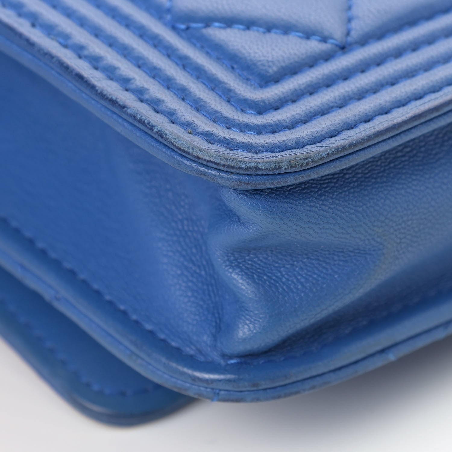 Chanel Lambskin Quilted Boy Wallet On Chain WOC Blue 10 of 15