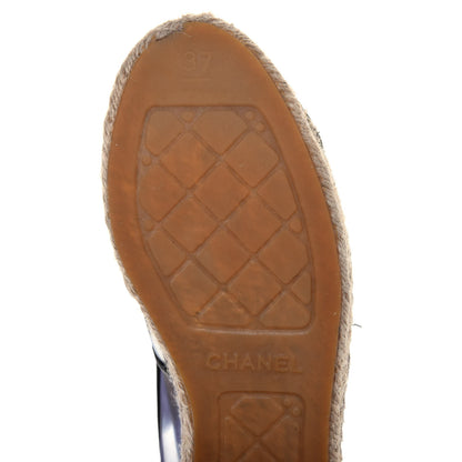 Chanel Mesh Lambskin Check Print CC Espadrilles 37 Blue Black White 16 of 21