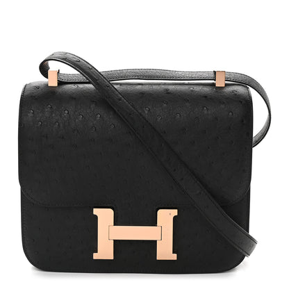 Hermes Ostrich Constance 24 Black 1 of 9