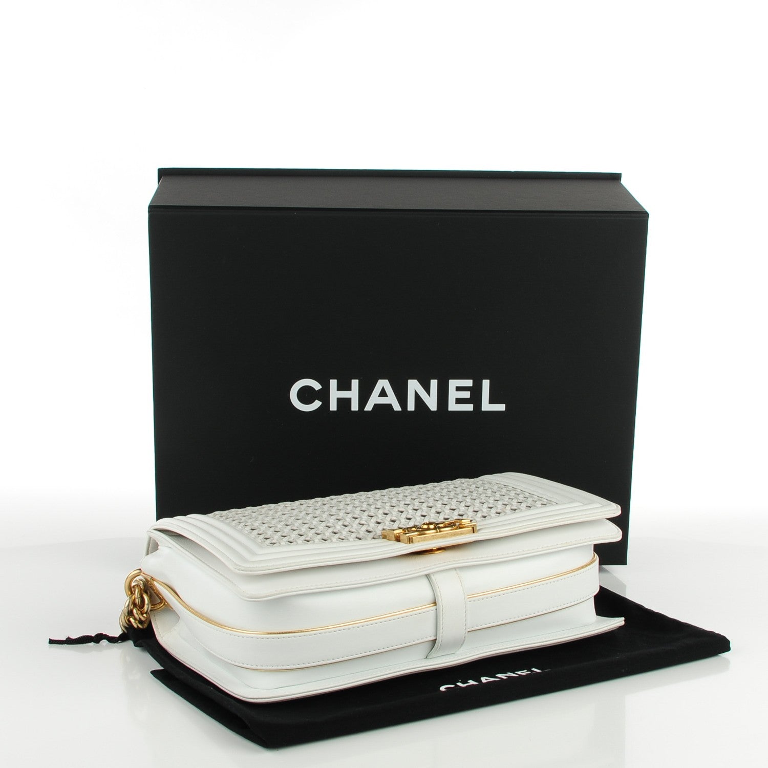 Chanel Sheepskin Braided New Medium Boy Reverso Flap White 4 of 8