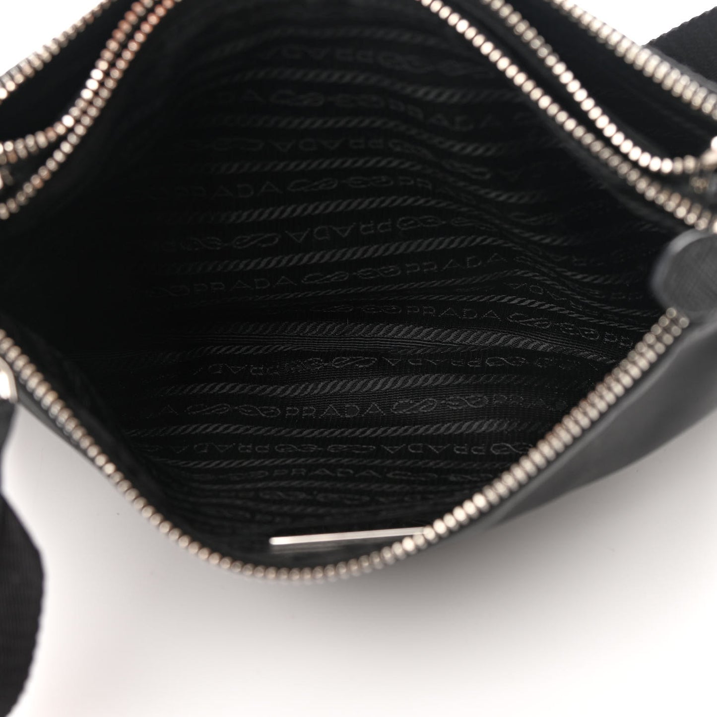 Re-Nylon Saffiano Re-Edition 2000 Double Zip Crossbody Bag Black