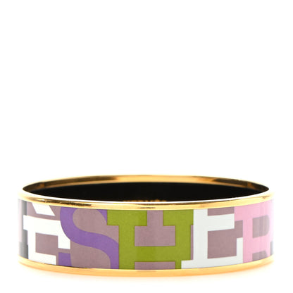 Hermes Enamel Wide Printed Capitales Bracelet 65 1 of 5