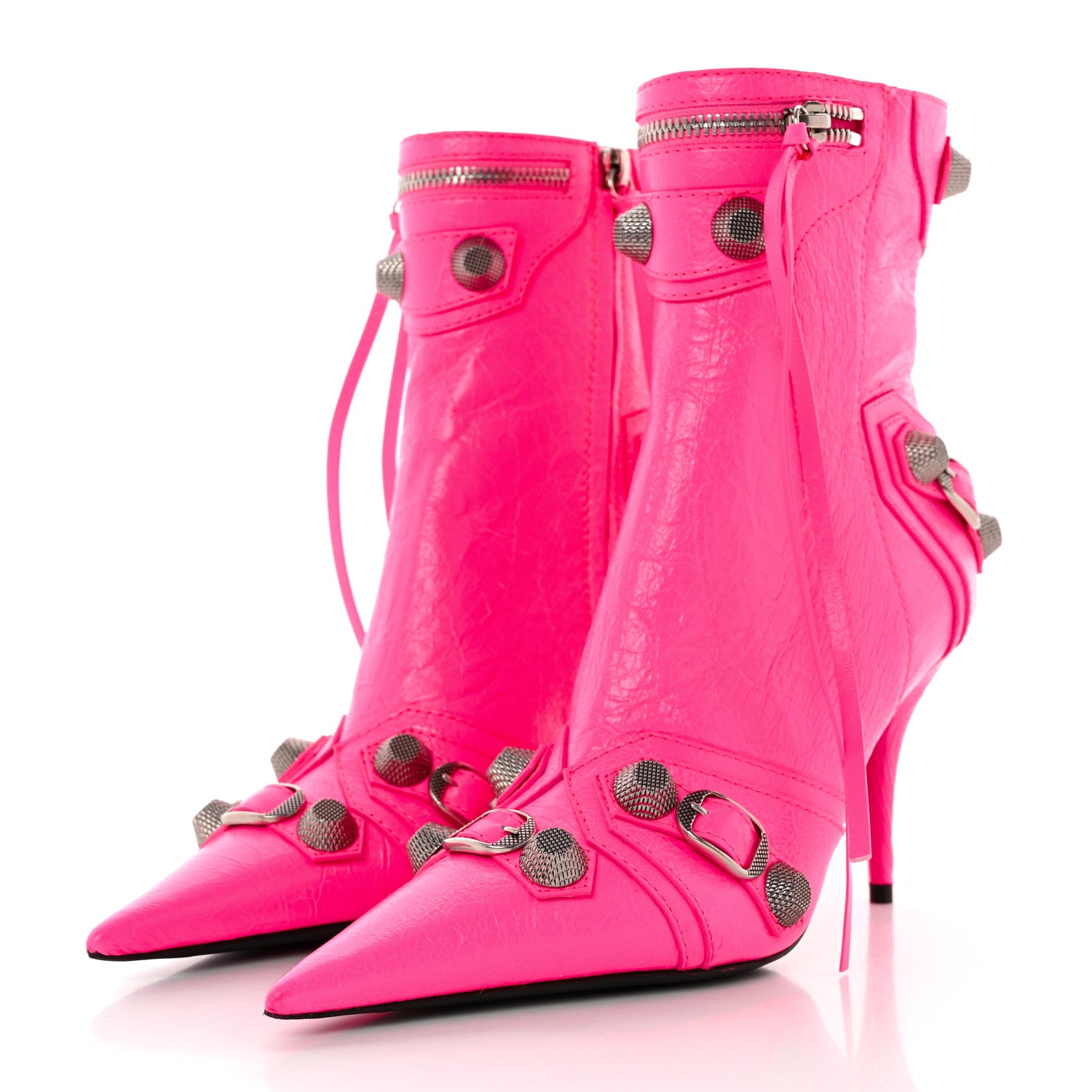 Balenciaga Agneau Arena Cagole 90mm Ankle Boots 37.5 Fluo Pink 3 of 10