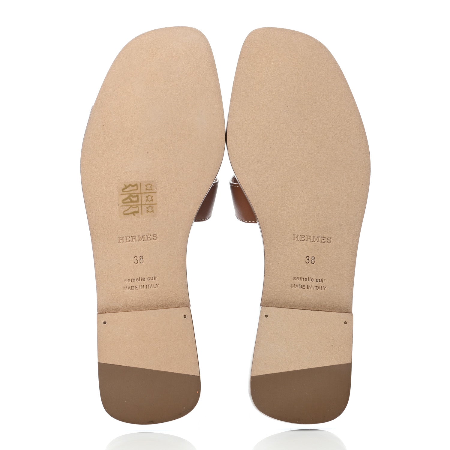 Hermes Box Calfskin Oran Sandals 38 Gold 5 of 7