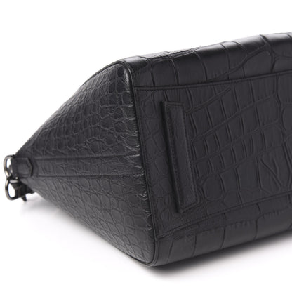 Givenchy Calfskin Crocodile Embossed 3D Stud Medium Antigona Black 6 of 10