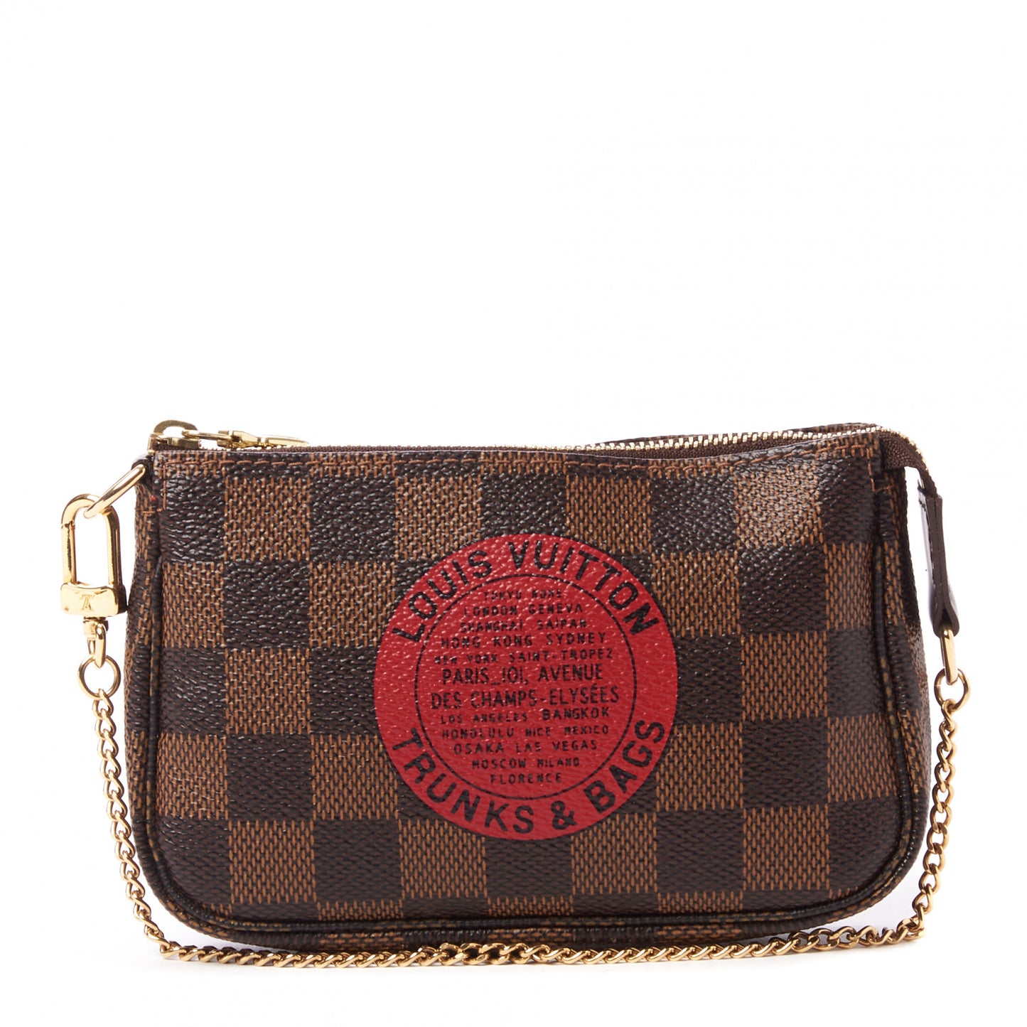 Damier Ebene Complice Trunks and Bags Mini Pochette Accessories Red