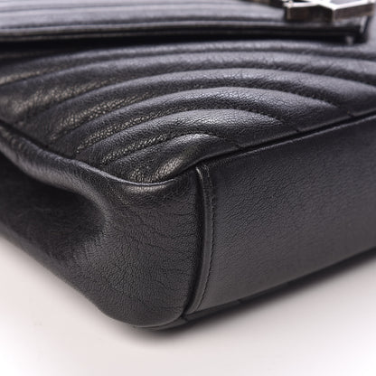 Saint Laurent Sheepskin Matelasse Chevron Monogram Medium College Bag Black 11 of 12