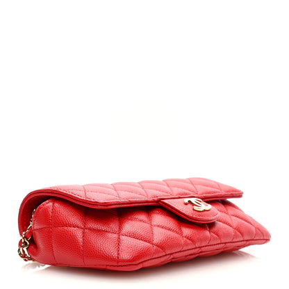 Chanel Caviar Quilted Glasses Case With Chain Red 4 of 10