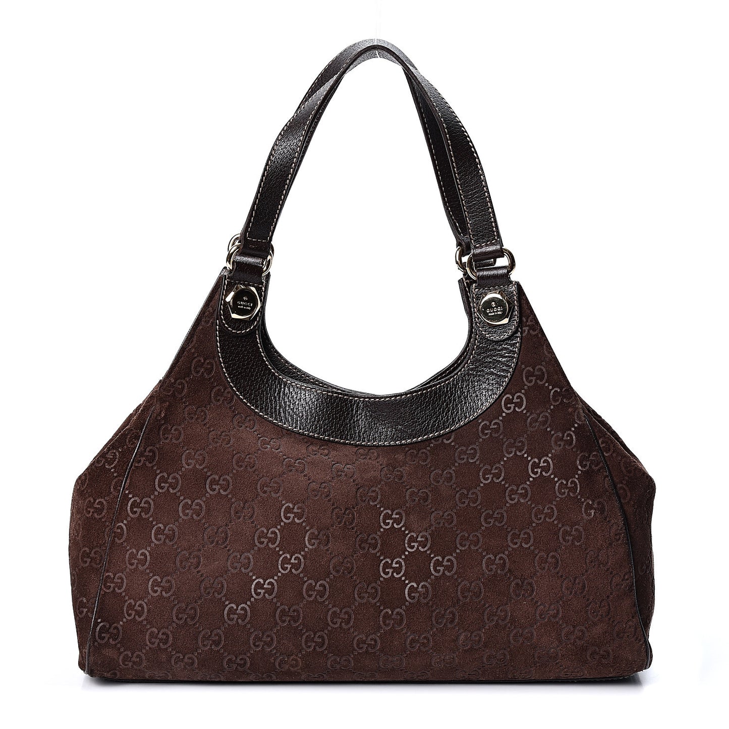 Monogram Suede Medium Charmy Shoulder Bag Dark Brown
