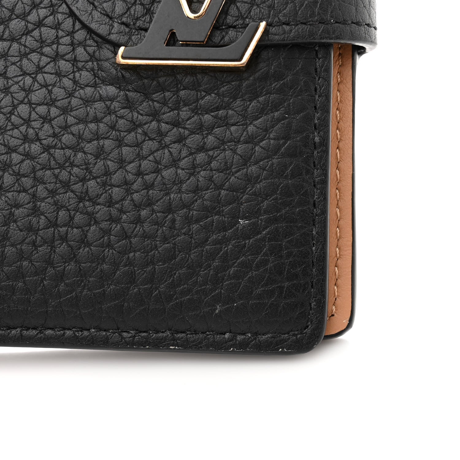 Louis Vuitton LOUIS VUITTON Taurillon Capucines Vertical Compact Wallet Black 8 of 8