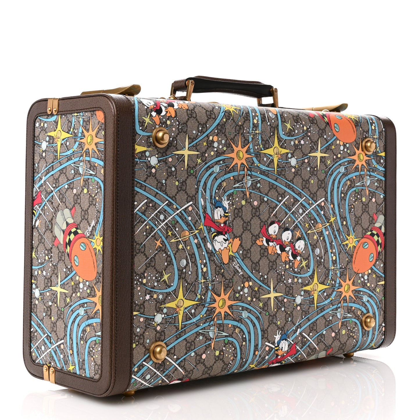 X DISNEY GG Supreme Monogram Donald Duck Retro Interlocking G Medium Savoy Suitcase Beige Multicolor New Acero