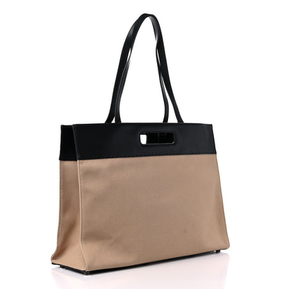 Fendi Canvas Vitello King Logo Embroidered East West Shopper Tote Sand Black 3 of 20
