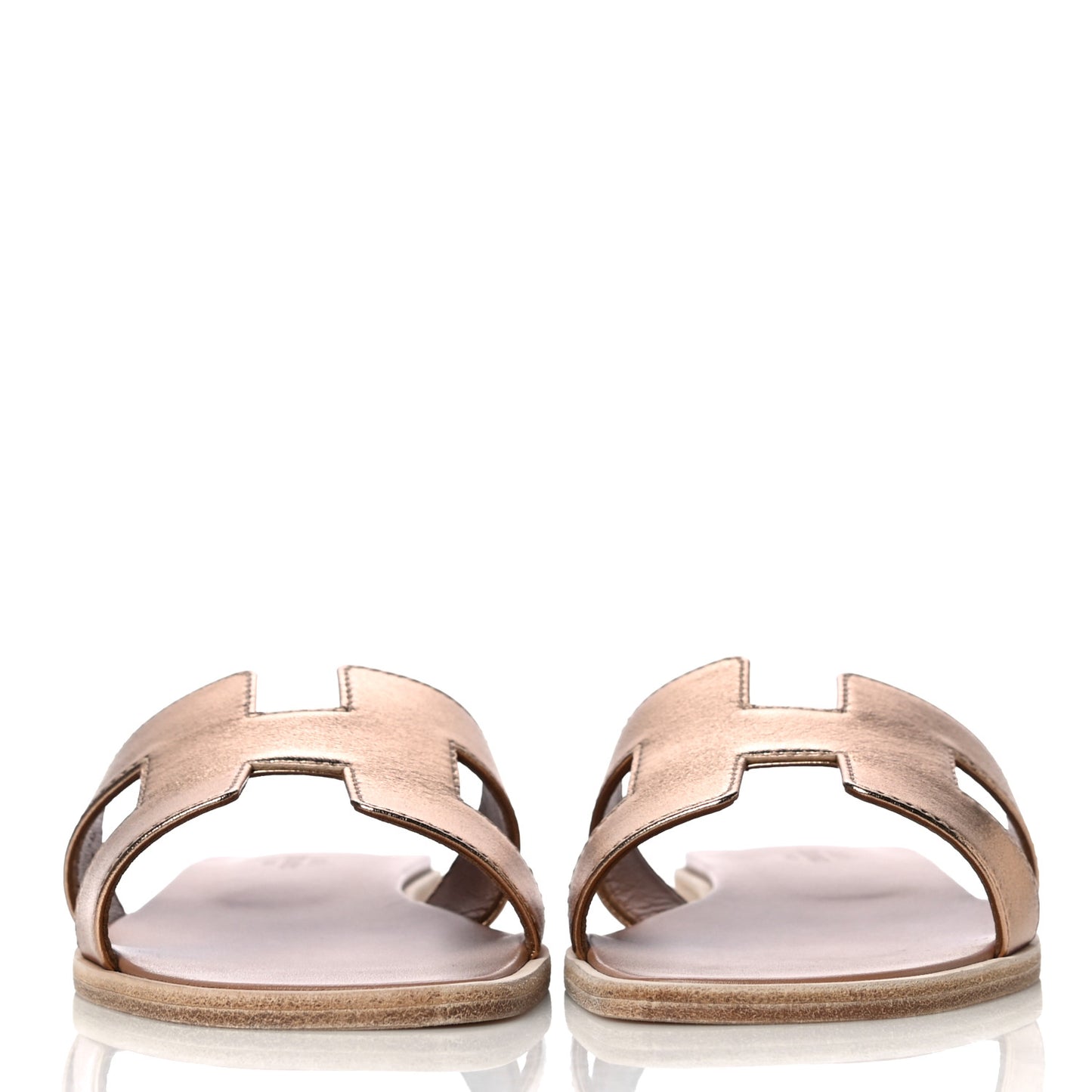 Metallic Calfskin Oran Sandals 37 Rose Dore