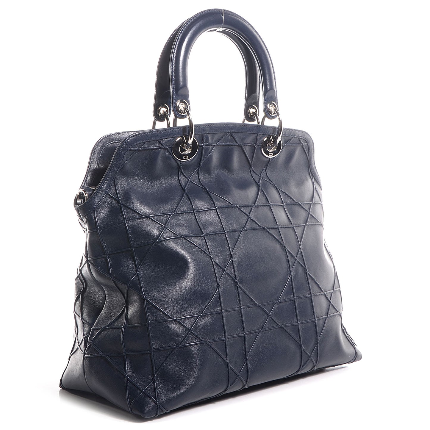 Lambskin Cannage Medium Granville Tote Navy Blue