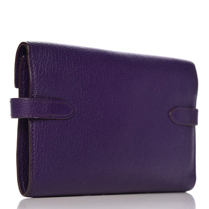 Hermes Chevre Mysore Medium Kelly Wallet Iris 3 of 9