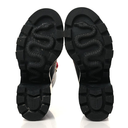 Gucci Calfskin Embroidered Lace Up Combat Ankle Boots 36 Black 9 of 19