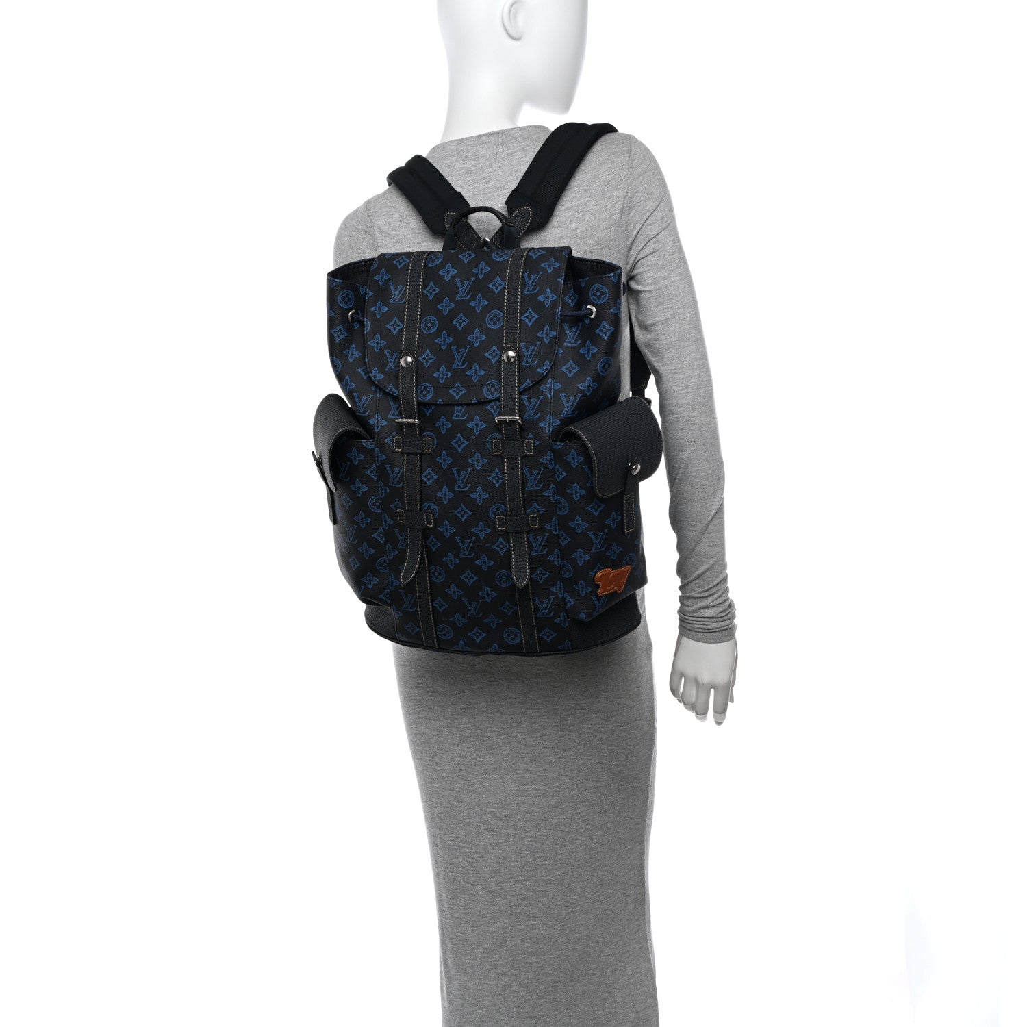 Louis Vuitton Monogram LV Record Christopher MM Backpack Blue 2 of 10