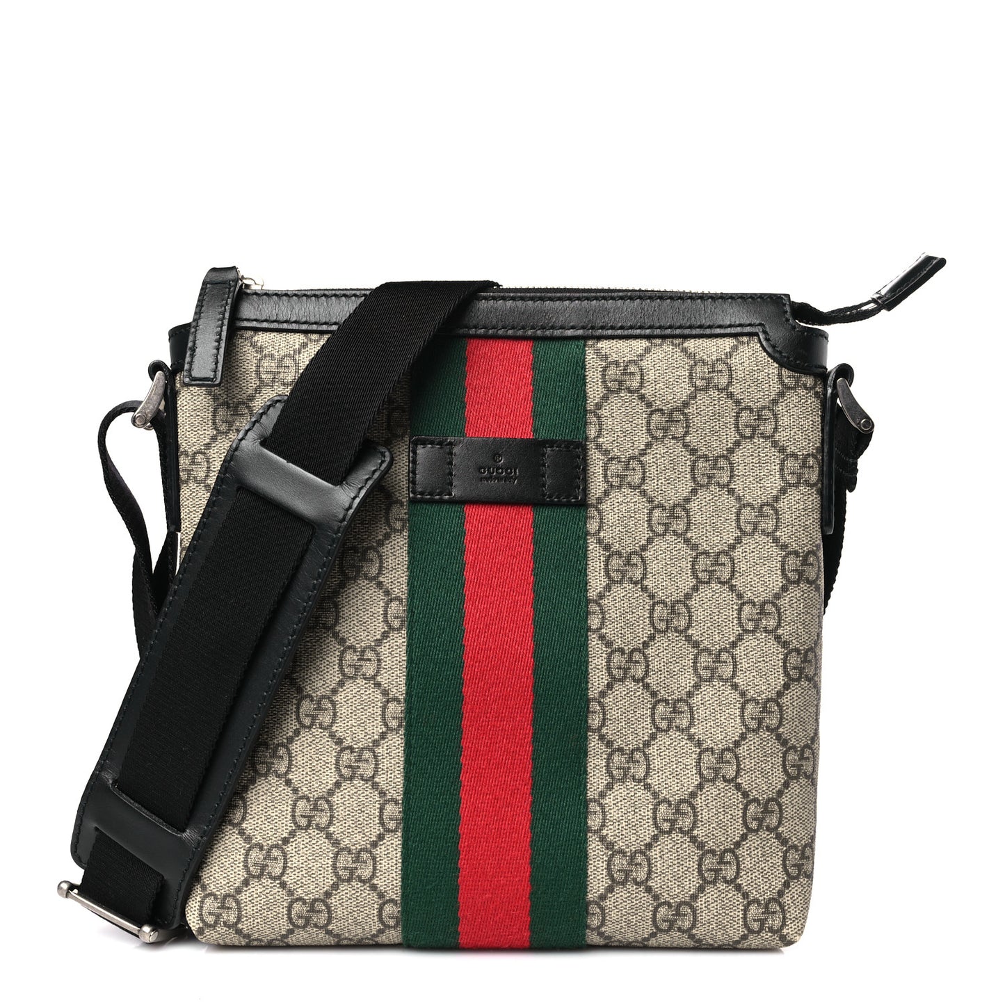 GG Supreme Monogram Web Messenger Bag Black