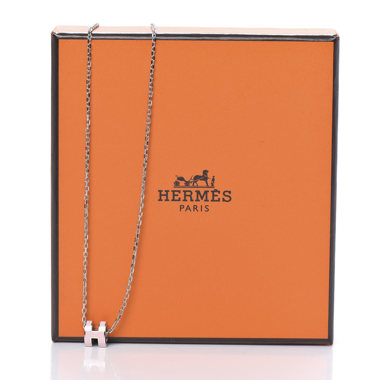 Hermes Palladium Mini Pop H Pendant Necklace Rose Dragee 5 of 5