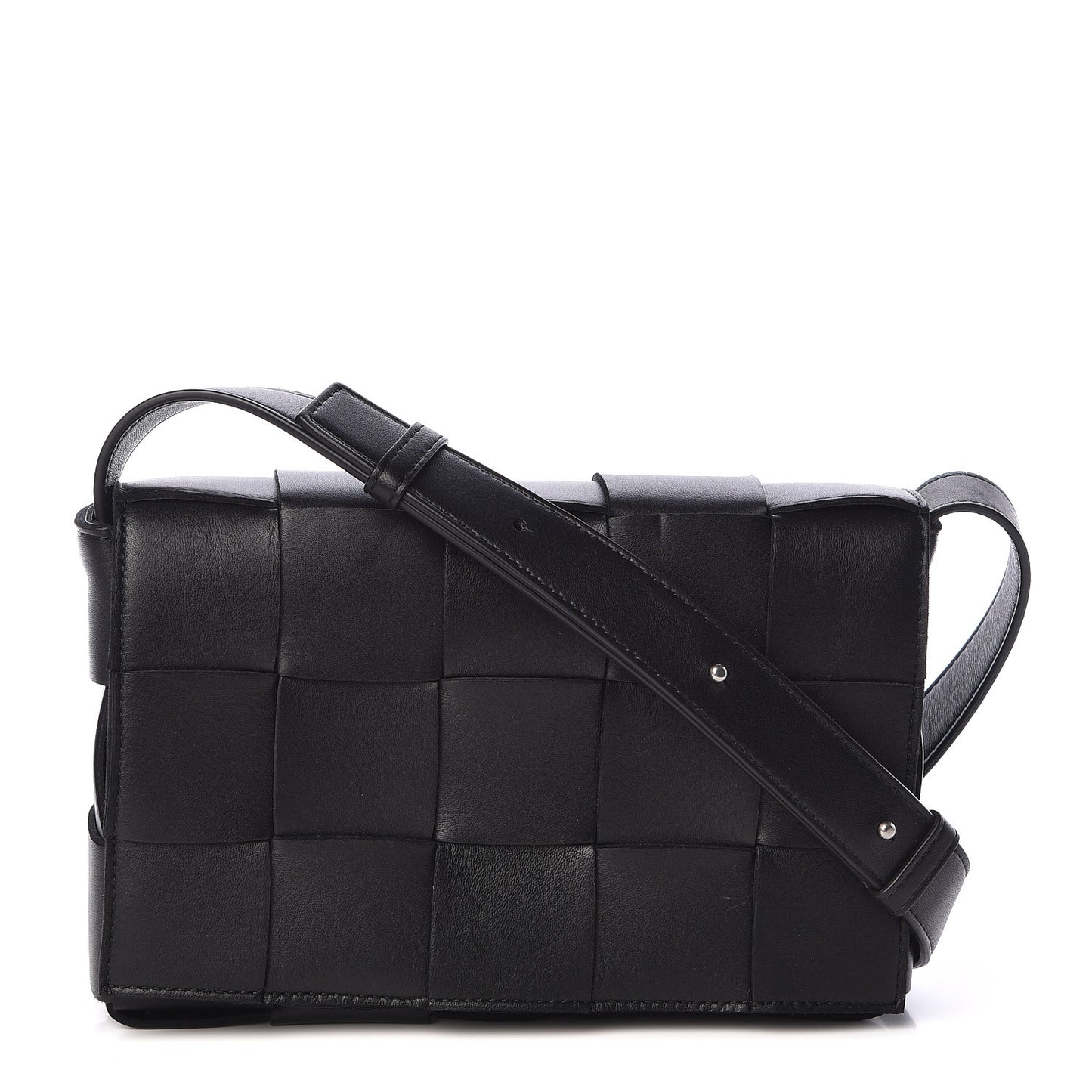 Lambskin Maxi Intrecciato Cassette Crossbody Bag Black