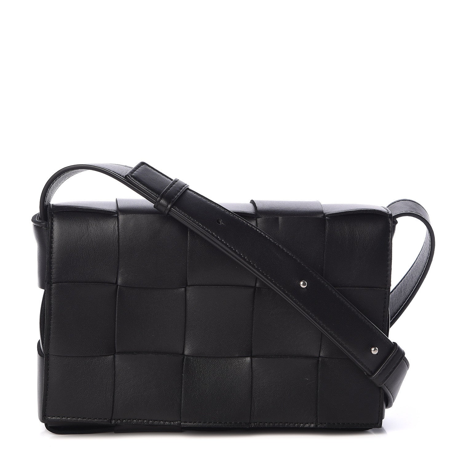 Bottega Veneta Lambskin Maxi Intrecciato Cassette Crossbody Bag Black 1 of 9