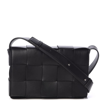 Bottega Veneta Lambskin Maxi Intrecciato Cassette Crossbody Bag Black 1 of 9