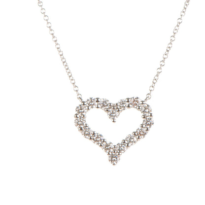 Tiffany Platinum Diamond Heart Station Pendant Necklace 3 of 5