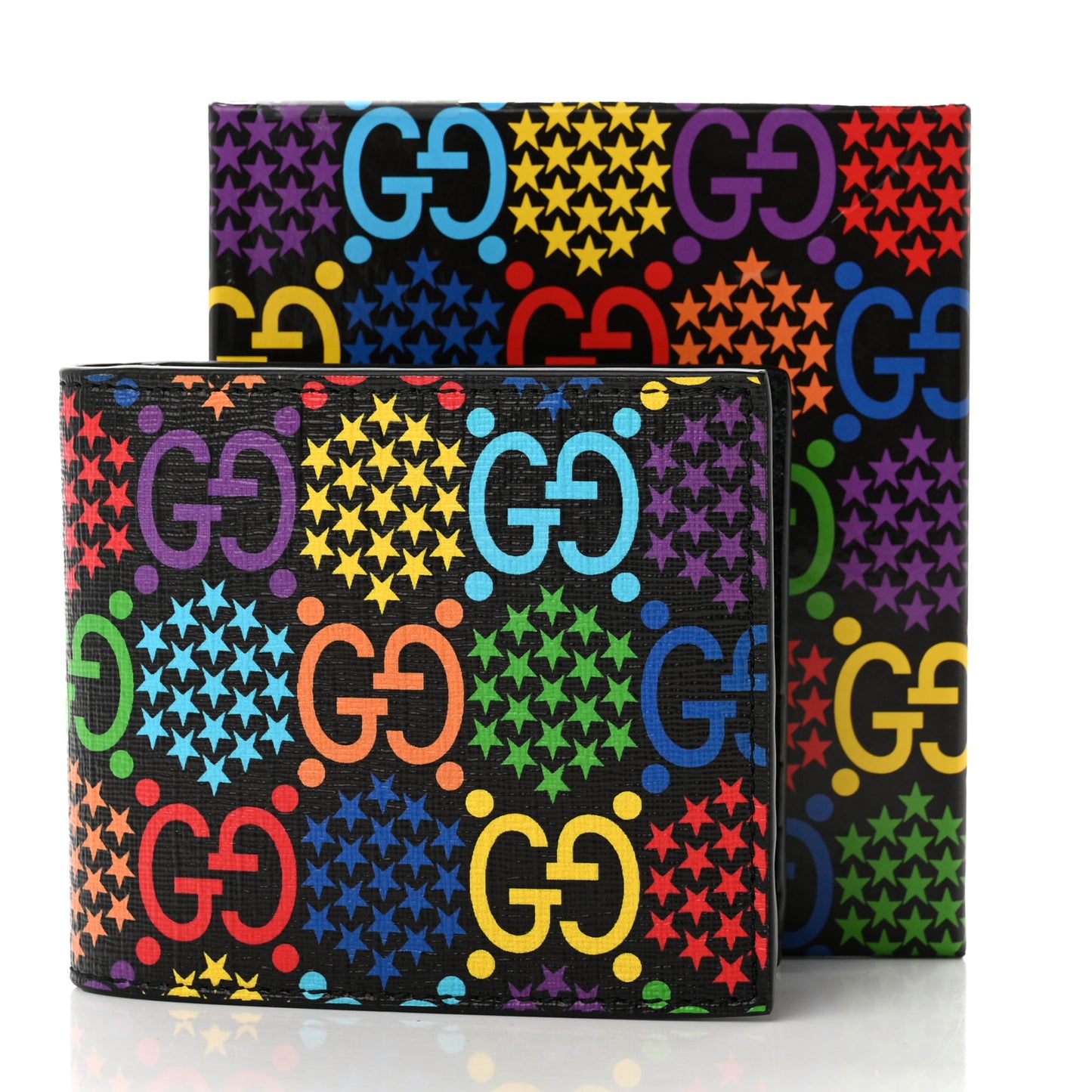 GG Supreme Monogram Psychedelic Bi-Fold Wallet Black Multicolor