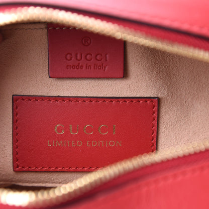 Gucci GG Supreme Monogram Kingsnake Heart Embroidered Mini Chain Shoulder Bag Beige Hibiscus Red 8 of 12
