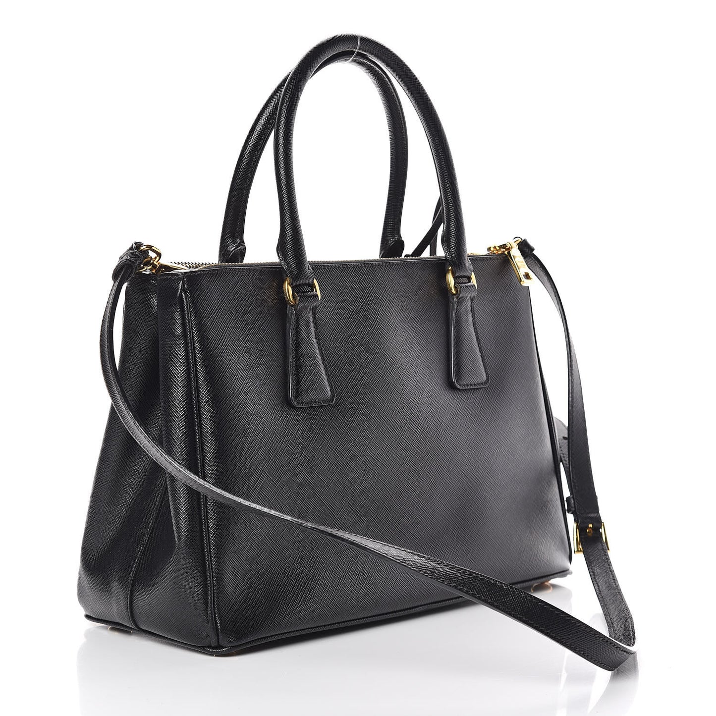 Saffiano Small Galleria Double Zip Tote Black