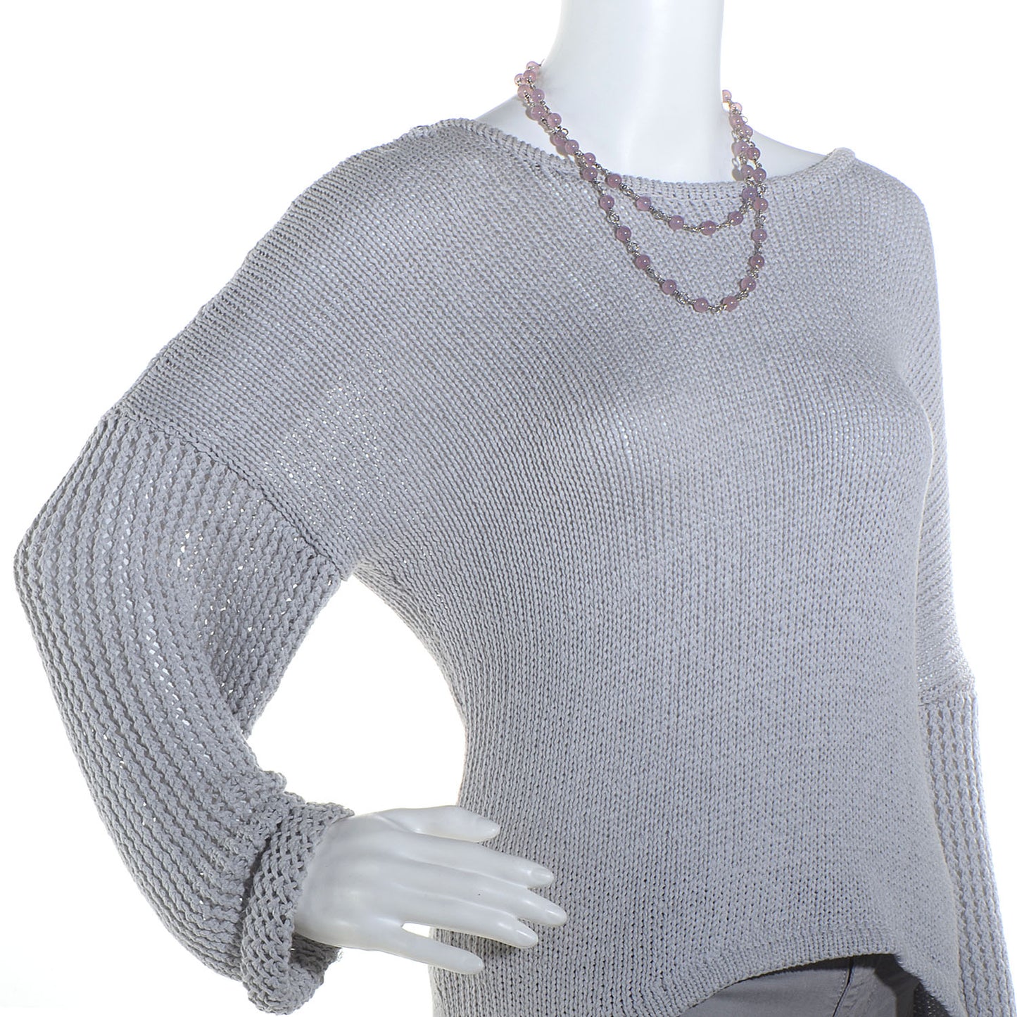 Sterling Silver Lavender Chalcendoy Bead Chain Necklace
