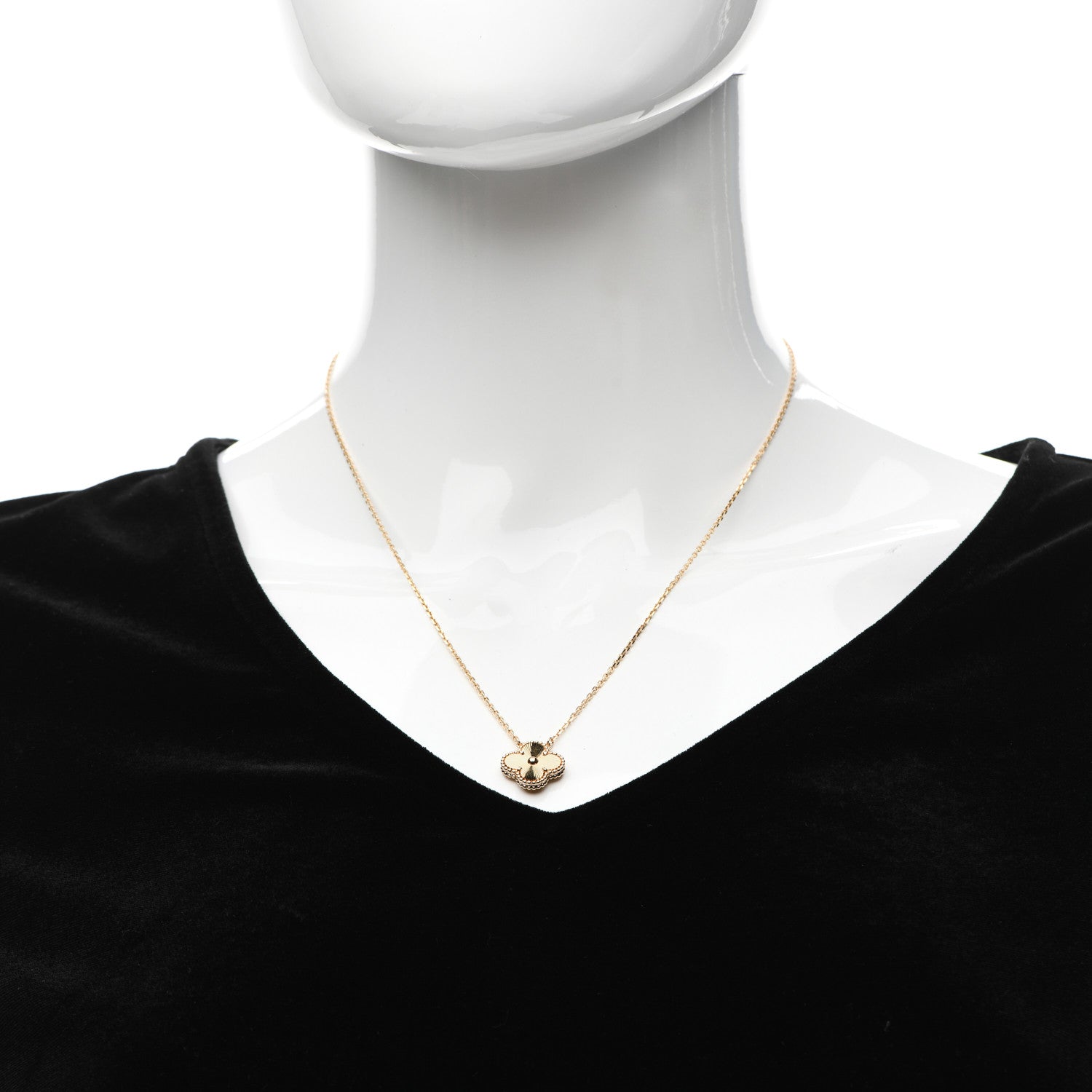 Van Cleef & Arpels 18K Yellow Gold Guilloche Vintage Alhambra Pendant Necklace 2 of 6
